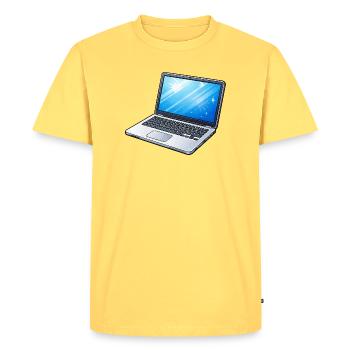 Laptop Light Blue Neon - Men's Premium Organic T-Shirt - sky yellow - Front - AI Model Male 185 dark (185cm)