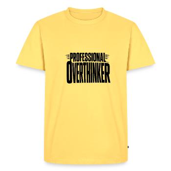 professional Overthinker Bold - Men's Premium Organic T-Shirt - sky yellow - Front - AI Model Male 185 dark (185cm)