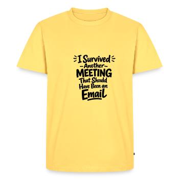 Funny Office Humor Meeting Email Design - Men's Premium Organic T-Shirt - sky yellow - Front - AI Model Male 185 dark (185cm)