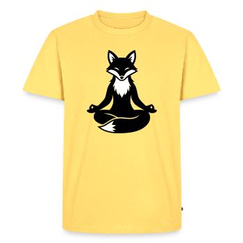 Méditation Fox Yoga - T-shirt Premium bio Homme - jaune pastel - Devant - AI Model Male 185 dark (185cm)