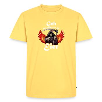 Faucheur d’ailes avec la faux - T-shirt Premium bio Homme - jaune pastel - Devant - AI Model Male 185 dark (185cm)