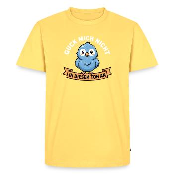 Ne me regarde pas sur ce ton ! Conception des oiseaux - T-shirt Premium bio Homme - jaune pastel - Devant - AI Model Male 185 dark (185cm)