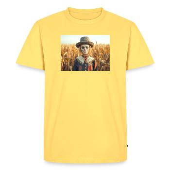 The scarecrow the First Companion Found - Men's Premium Organic T-Shirt - sky yellow - Front - AI Model Male 185 dark (185cm)