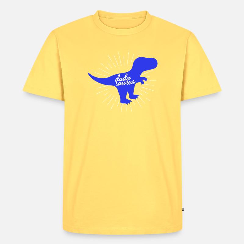 Dadasaurus Lustiger Vater Dinosaurier T-Rex - Männer Premium Bio T-Shirt - Pastellgelb
