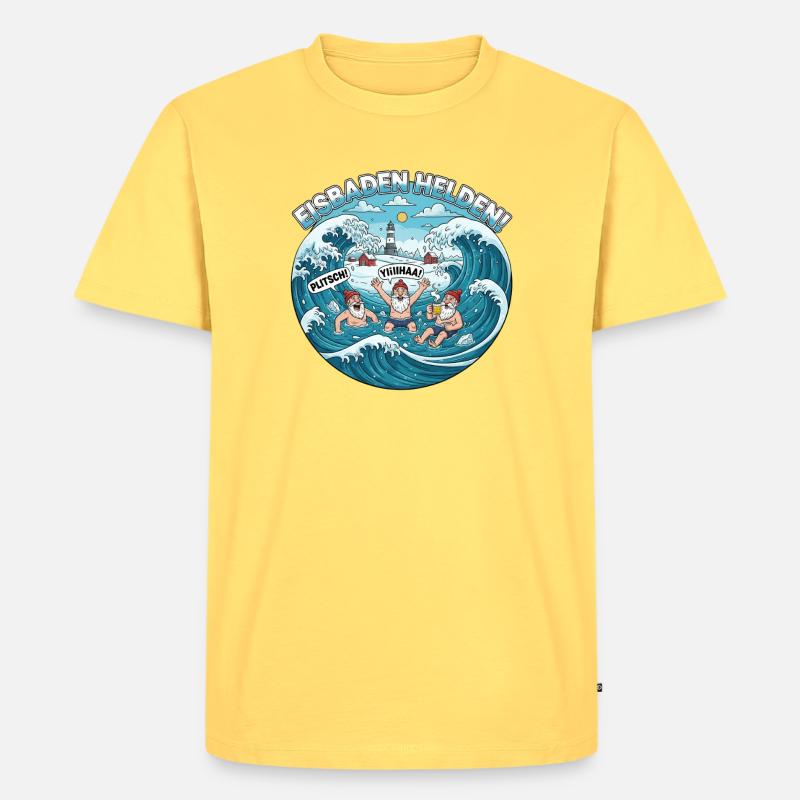 Senioren Eisbaden - Männer Premium Bio T-Shirt - Pastellgelb