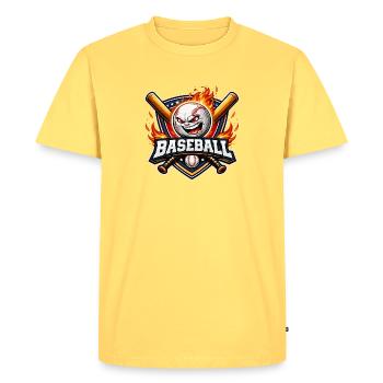 Flaming baseball mascot - Men's Premium Organic T-Shirt - sky yellow - Front - AI Model Male 185 dark (185cm)