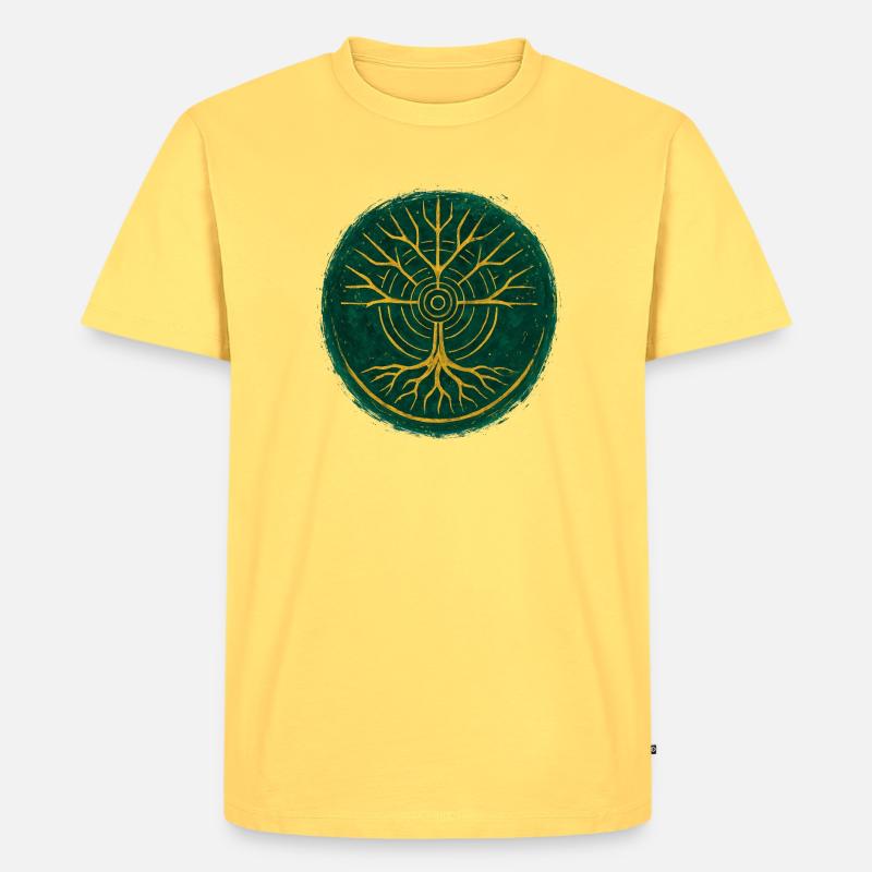 Baum des Lebens – Gaia - Männer Premium Bio T-Shirt - Pastellgelb