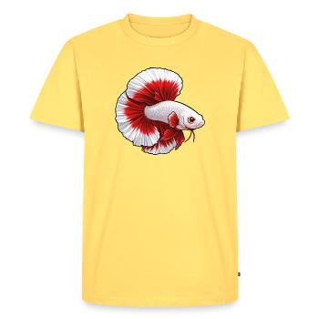 Betta blanc rouge - T-shirt Premium bio Homme - jaune pastel - Devant - AI Model Male 185 dark (185cm)