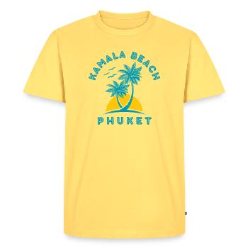 Palmier du coucher de soleil de la plage de Kamala à Phuket - T-shirt Premium bio Homme - jaune pastel - Devant - AI Model Male 185 dark (185cm)