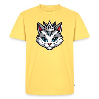 Couronne de tête symbole de chat - T-shirt Premium bio Homme - jaune pastel - Devant - AI Model Male 185 dark (185cm)