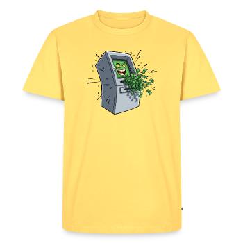 Dessin animé gourmand de distributeur automatique - T-shirt Premium bio Homme - jaune pastel - Devant - AI Model Male 185 dark (185cm)