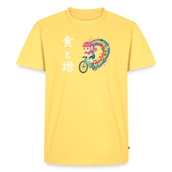 Rainbow Ride : Cycliste de Trails Foodie - T-shirt Premium bio Homme - jaune pastel - Devant - AI Model Male 185 dark (185cm)