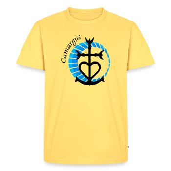 Camargue - T-shirt Premium bio Homme - jaune pastel - Devant - AI Model Male 185 dark (185cm)