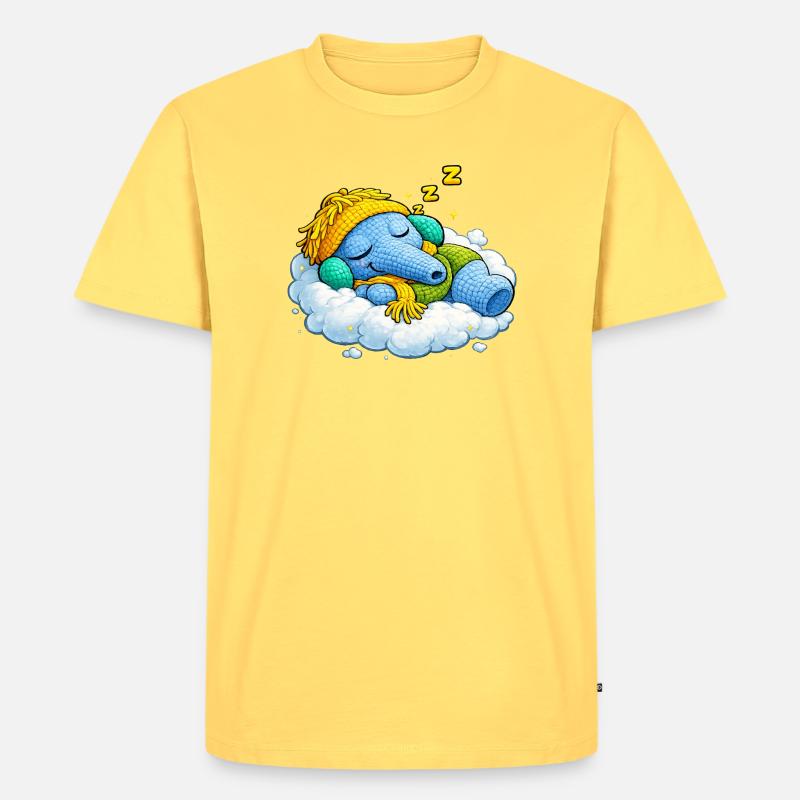 Leo Langnase schlafend - Männer Premium Bio T-Shirt - Pastellgelb