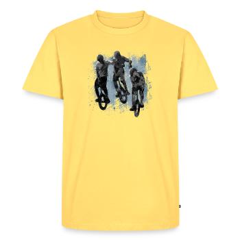 Unicycle | Descendance freestyle en monocycle - T-shirt Premium bio Homme - jaune pastel - Devant - AI Model Male 185 dark (185cm)