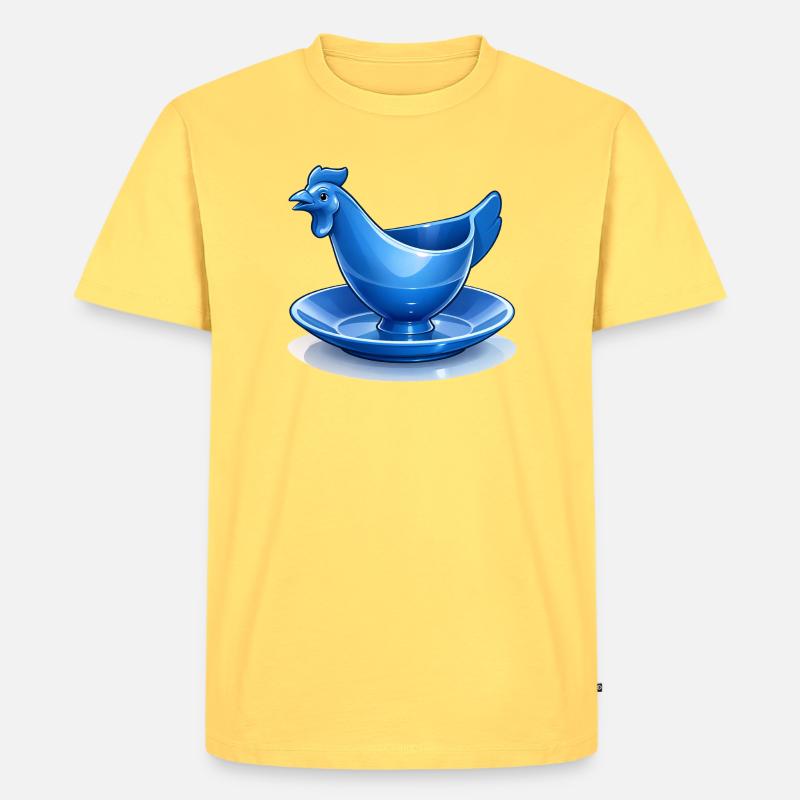 Blauer DDR Eierbecher Huhn Fanart, Ostalgie - Männer Premium Bio T-Shirt - Pastellgelb