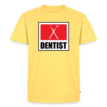 Logo Cabinet Dentaire Professionnel - T-shirt Premium bio Homme - jaune pastel - Devant - AI Model Male 185 dark (185cm)