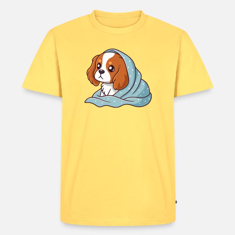 Beagle in Blau gewickelt - Männer Premium Bio T-Shirt - Pastellgelb