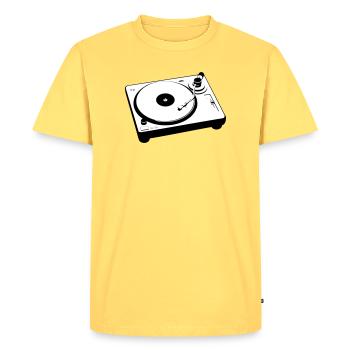 DJ Platine Platine - T-shirt Premium bio Homme - jaune pastel - Devant - AI Model Male 185 dark (185cm)
