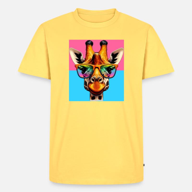 Giraffe - Männer Premium Bio T-Shirt - Pastellgelb