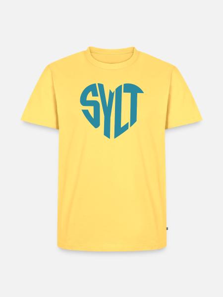 Sylt Küstenlogo Typo - Männer Premium Bio T-Shirt - Pastellgelb
