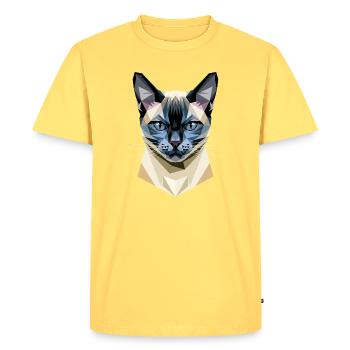 Chat siamois Chat siamois Chat siamois Chat siamois - T-shirt Premium bio Homme - jaune pastel - Devant - AI Model Male 185 dark (185cm)