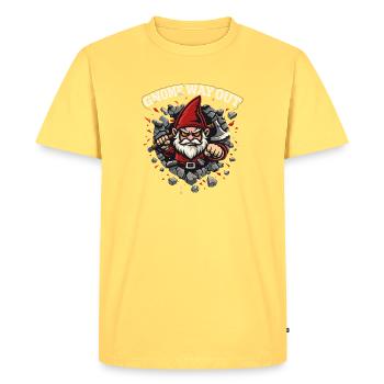 Evil Gnome, Dark Gnome, Goth Gnome, Funny Gnome - Men's Premium Organic T-Shirt - sky yellow - Front - AI Model Male 185 dark (185cm)