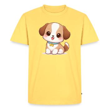 Dog Cute Comic - T-shirt Premium bio Homme - jaune pastel - Devant - AI Model Male 185 dark (185cm)