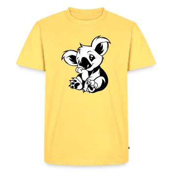 Un koala mignon assis en jouant - T-shirt Premium bio Homme - jaune pastel - Devant - AI Model Male 185 dark (185cm)