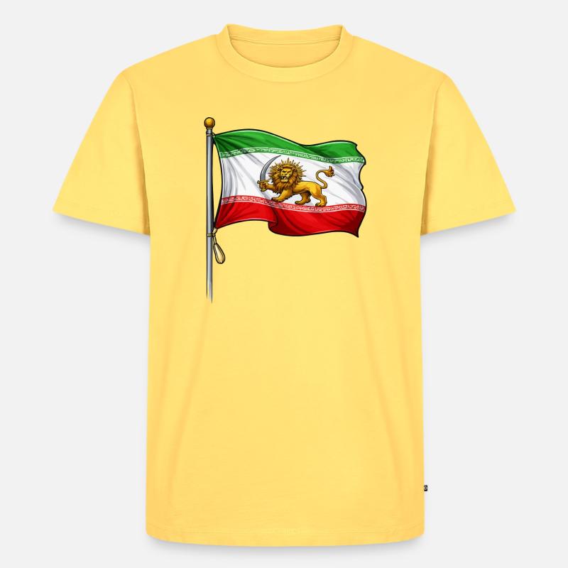Löwe Schwert Iran Flag - Männer Premium Bio T-Shirt - Pastellgelb