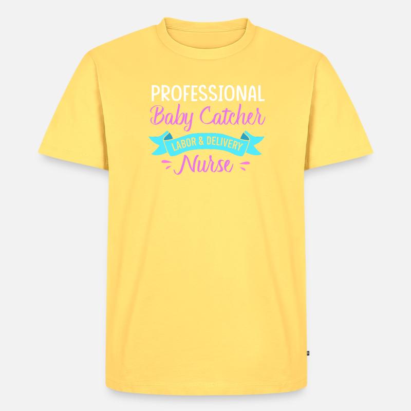 Entbindung Hebamme - Männer Premium Bio T-Shirt - Pastellgelb