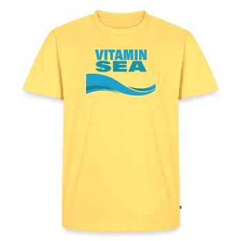 Vitamine Mer - T-shirt Premium bio Homme - jaune pastel - Devant - AI Model Male 185 dark (185cm)