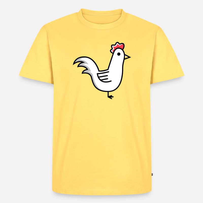 Hahn Tier - Männer Premium Bio T-Shirt - Pastellgelb