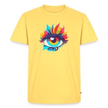 Colorful Eye Magic Pop Art - Men's Premium Organic T-Shirt - sky yellow - Front - AI Model Male 185 dark (185cm)