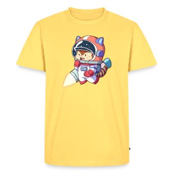Astronaute chat en combinaison spatiale - T-shirt Premium bio Homme - jaune pastel - Devant - AI Model Male 185 dark (185cm)