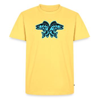 Brochet - T-shirt Premium bio Homme - jaune pastel - Devant - AI Model Male 185 dark (185cm)