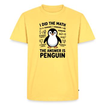 Math Sayings Penguin Funny Math Gift - Men's Premium Organic T-Shirt - sky yellow - Front - AI Model Male 185 dark (185cm)