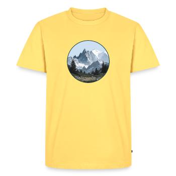 Mont Blanc paysage montagne - T-shirt Premium bio Homme - jaune pastel - Devant - AI Model Male 185 dark (185cm)