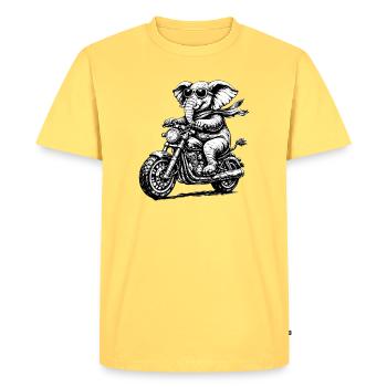 Éléphant sur moto avec style - T-shirt Premium bio Homme - jaune pastel - Devant - AI Model Male 185 dark (185cm)