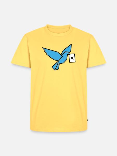 Brieftaube Wahlzettel Vogel Bunt - Männer Premium Bio T-Shirt - Pastellgelb