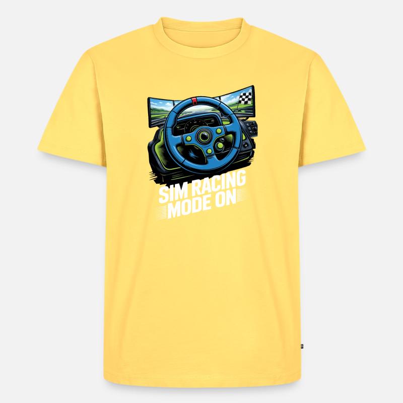 Sim Racing Modус An - Männer Premium Bio T-Shirt - Pastellgelb