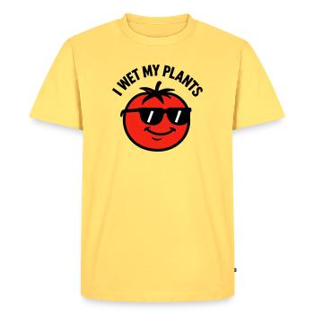Je Mouille Mes Plantes Tomate Jardinage - T-shirt Premium bio Homme - jaune pastel - Devant - AI Model Male 185 dark (185cm)