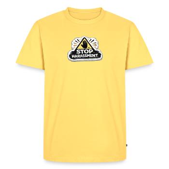 Stop Harassment Awareness Activist Sticker - T-shirt Premium bio Homme - jaune pastel - Devant - AI Model Male 185 dark (185cm)