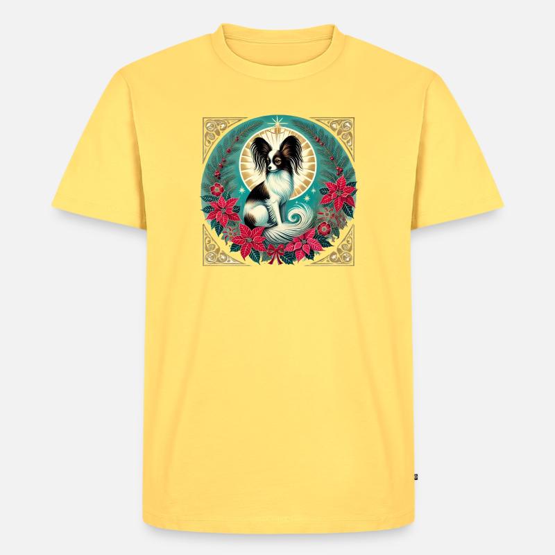 Papillon Halo Weihnachtskreis - Männer Premium Bio T-Shirt - Pastellgelb