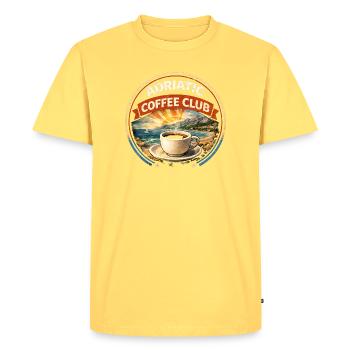 Croatia Adriatic Coffee Club Retro Logo - Men's Premium Organic T-Shirt - sky yellow - Front - AI Model Male 185 dark (185cm)