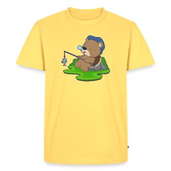 Pêche au castor - T-shirt Premium bio Homme - jaune pastel - Devant - AI Model Male 185 dark (185cm)