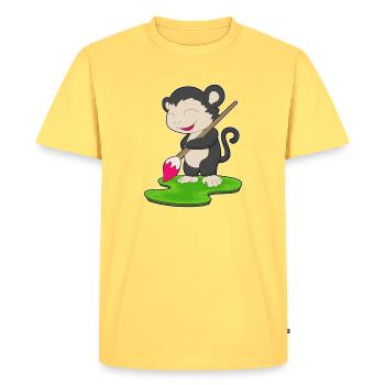 Peintre de singes au pinceau - T-shirt Premium bio Homme - jaune pastel - Devant - AI Model Male 185 dark (185cm)