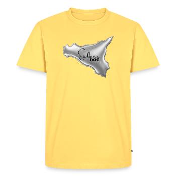 Siciliana Doc Women's & Kids T-Shirt - Men's Premium Organic T-Shirt - sky yellow - Front - AI Model Male 185 dark (185cm)