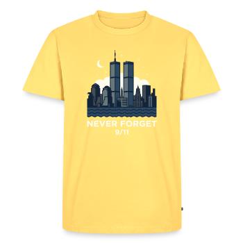 N’oubliez jamais la nuit du 11 septembre sur la ligne de la ville - T-shirt Premium bio Homme - jaune pastel - Devant - AI Model Male 185 dark (185cm)
