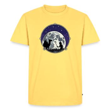 Berger de Nuit au clair de lune et chameau - T-shirt Premium bio Homme - jaune pastel - Devant - AI Model Male 185 dark (185cm)